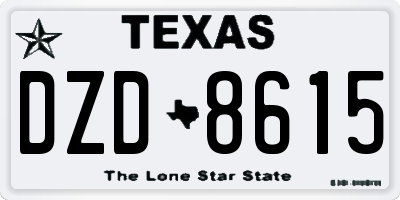 TX license plate DZD8615