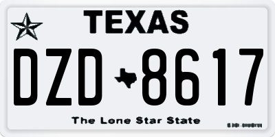 TX license plate DZD8617
