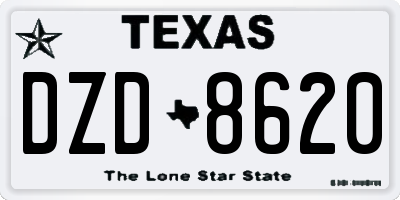 TX license plate DZD8620