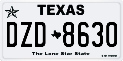 TX license plate DZD8630