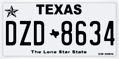 TX license plate DZD8634