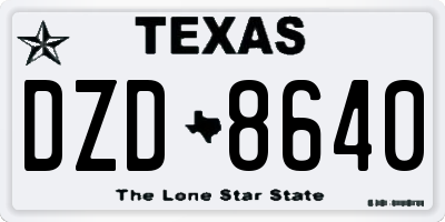 TX license plate DZD8640