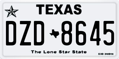 TX license plate DZD8645