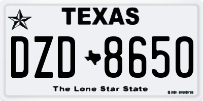 TX license plate DZD8650