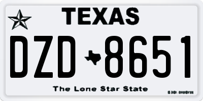TX license plate DZD8651