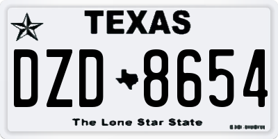 TX license plate DZD8654