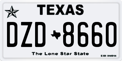 TX license plate DZD8660