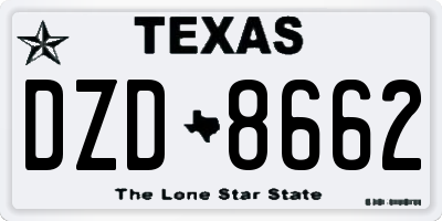 TX license plate DZD8662