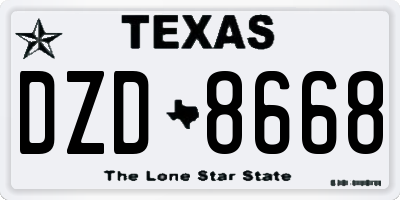 TX license plate DZD8668