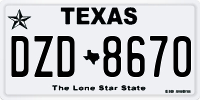 TX license plate DZD8670