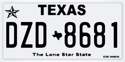 TX license plate DZD8681