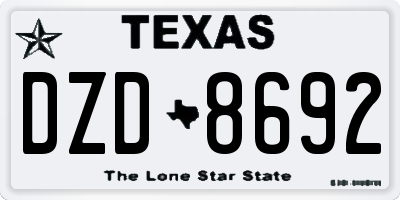 TX license plate DZD8692