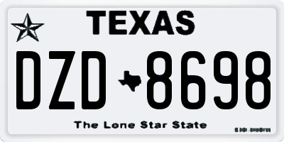 TX license plate DZD8698