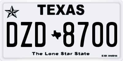 TX license plate DZD8700