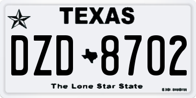 TX license plate DZD8702