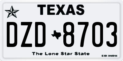 TX license plate DZD8703