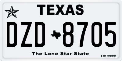 TX license plate DZD8705