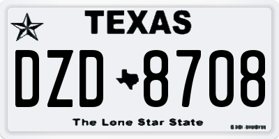 TX license plate DZD8708