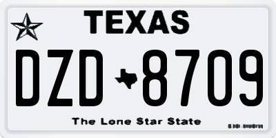 TX license plate DZD8709