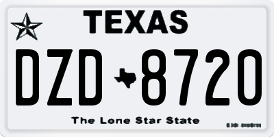 TX license plate DZD8720