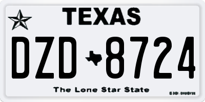 TX license plate DZD8724