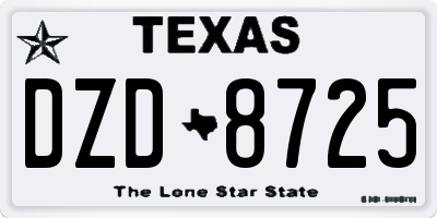 TX license plate DZD8725