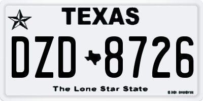 TX license plate DZD8726