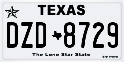 TX license plate DZD8729