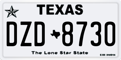 TX license plate DZD8730