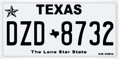 TX license plate DZD8732