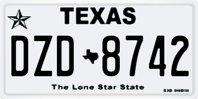 TX license plate DZD8742