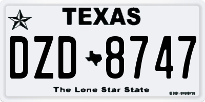 TX license plate DZD8747