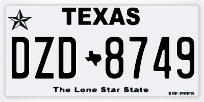 TX license plate DZD8749