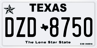 TX license plate DZD8750