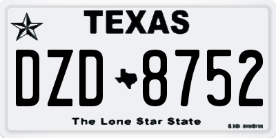 TX license plate DZD8752