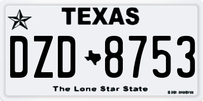 TX license plate DZD8753
