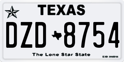 TX license plate DZD8754
