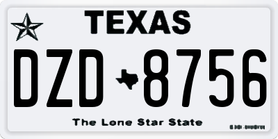 TX license plate DZD8756