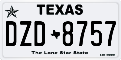 TX license plate DZD8757