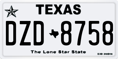 TX license plate DZD8758
