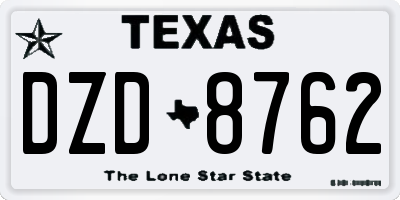 TX license plate DZD8762