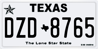 TX license plate DZD8765