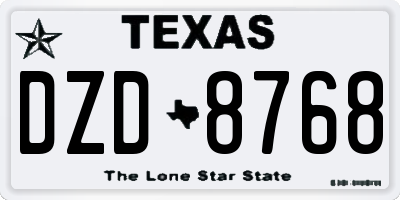 TX license plate DZD8768