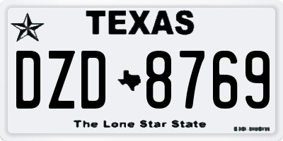 TX license plate DZD8769