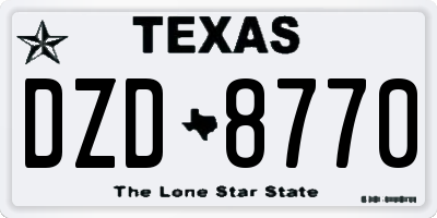 TX license plate DZD8770