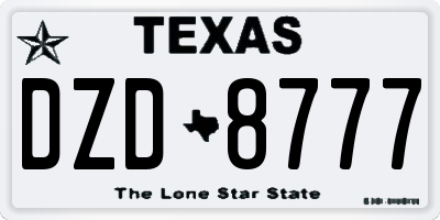 TX license plate DZD8777
