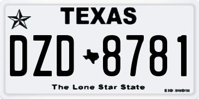 TX license plate DZD8781
