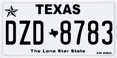 TX license plate DZD8783