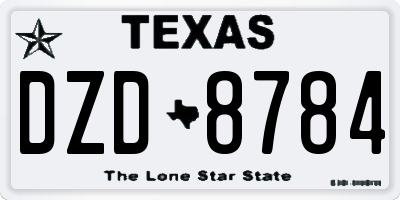 TX license plate DZD8784