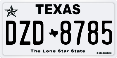 TX license plate DZD8785